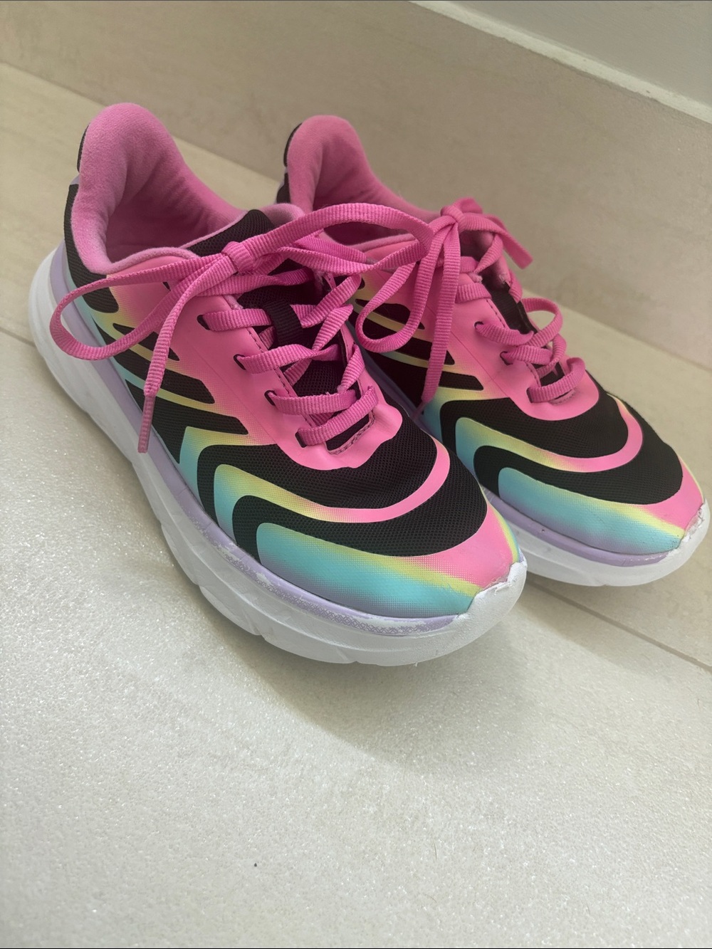 Target Kids Pink Rainbow Wave Lace-Up Sneakers